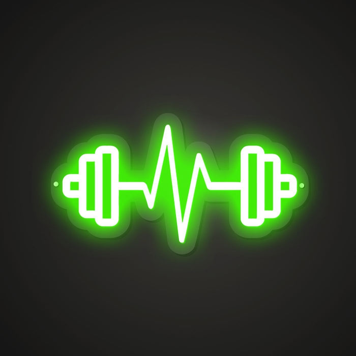 Neon-clanked Weightlifting Sign