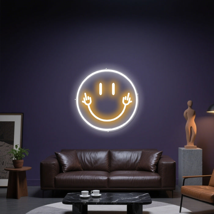 Glowing Neon Cheerful Expression Display