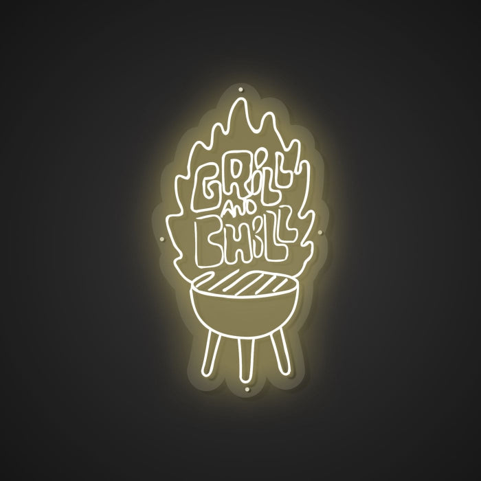 Illuminated Barbecued Meat Neon Temptation