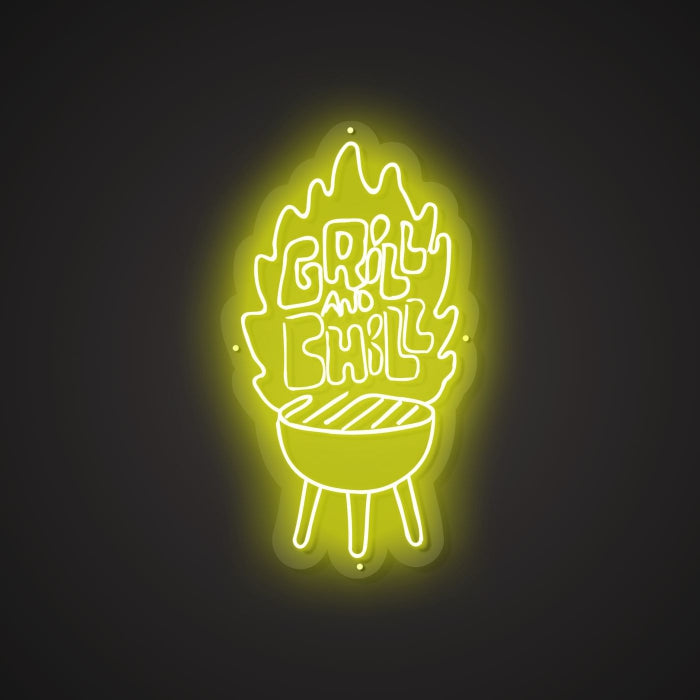 Shimmering Neon Grilled Steak Showcase