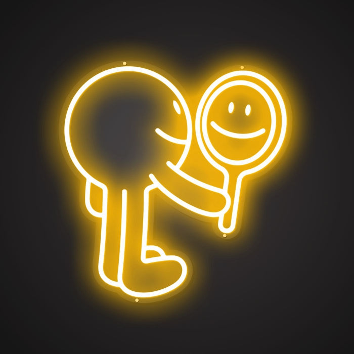 Neon Visual of Mirror Inspection