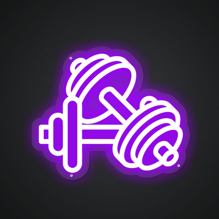 Neon-doubled Two Dumbbells Sign