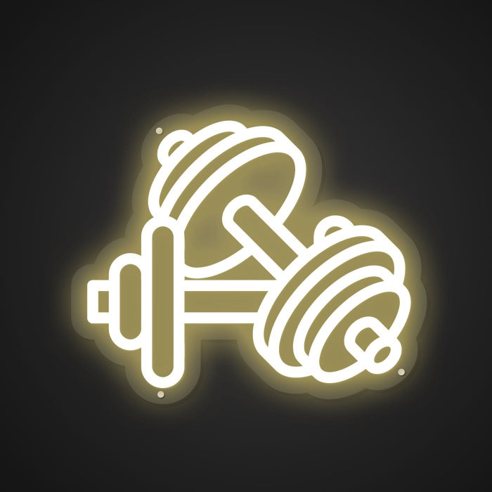 Neon Emblem of Dumbbell Duo
