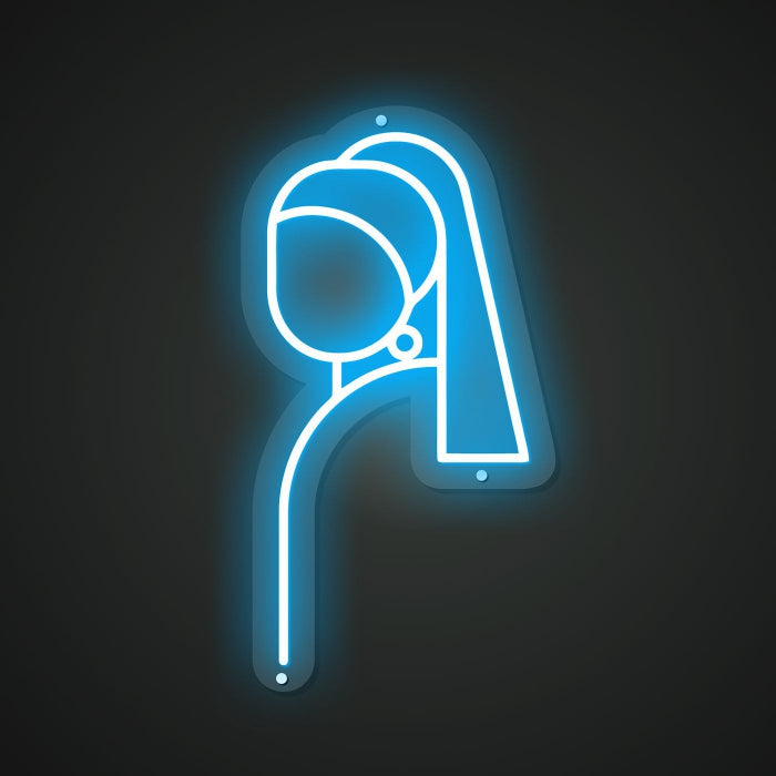 Abstract Girl with a Pearl Earring Neon Illumination of Creativity
