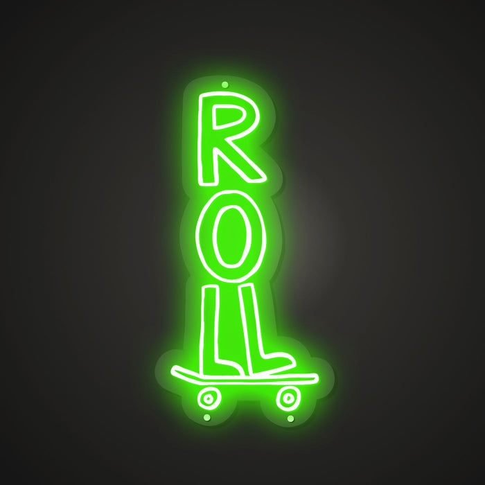 Neon-wheeled Roll Sign