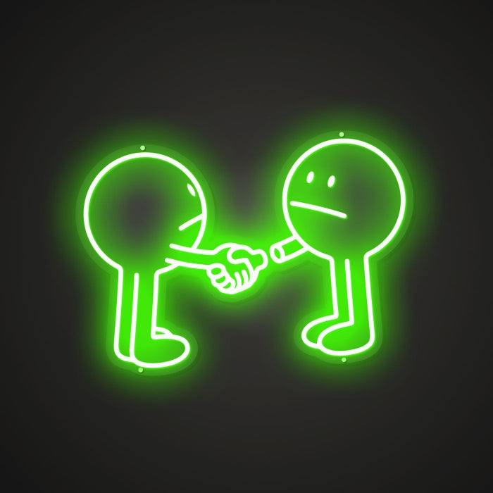 Shake hands Neon Illumination of Connection