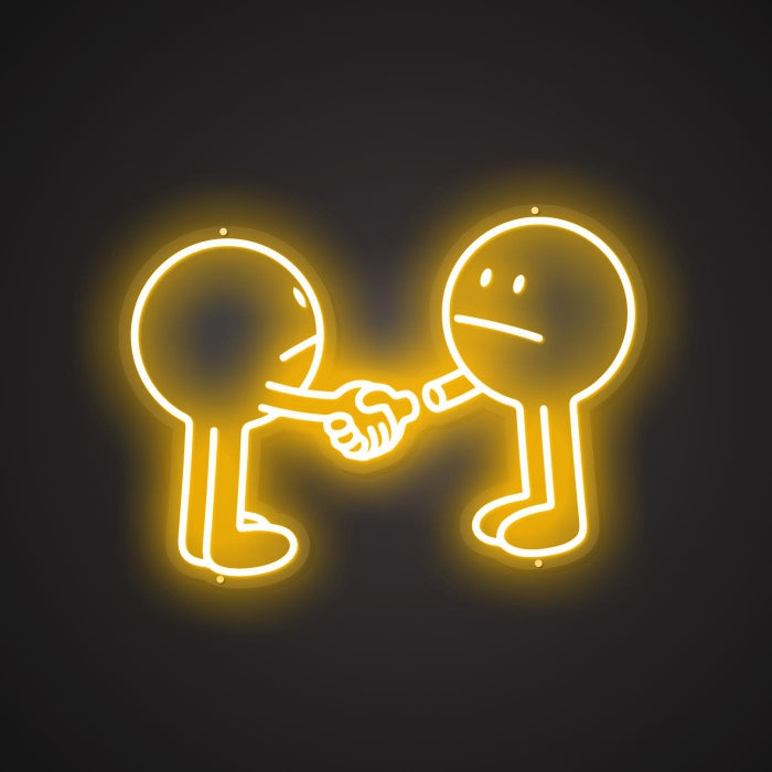 Neon Visual of the Handshake