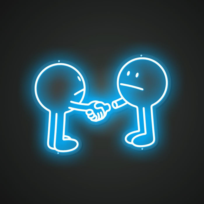 Shake hands Neon Illumination of Connection