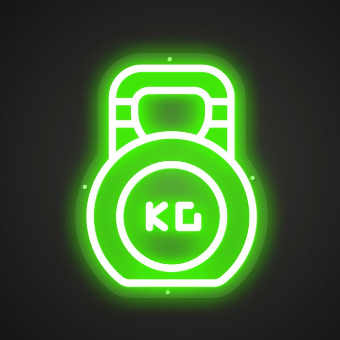 Neon-clanged Kilogram dumbbell Sign