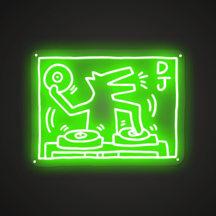 Neon-scratched DJ Sign