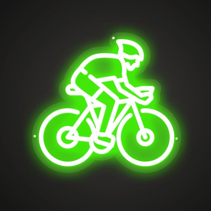 Neon-wheeled Cycling Sign