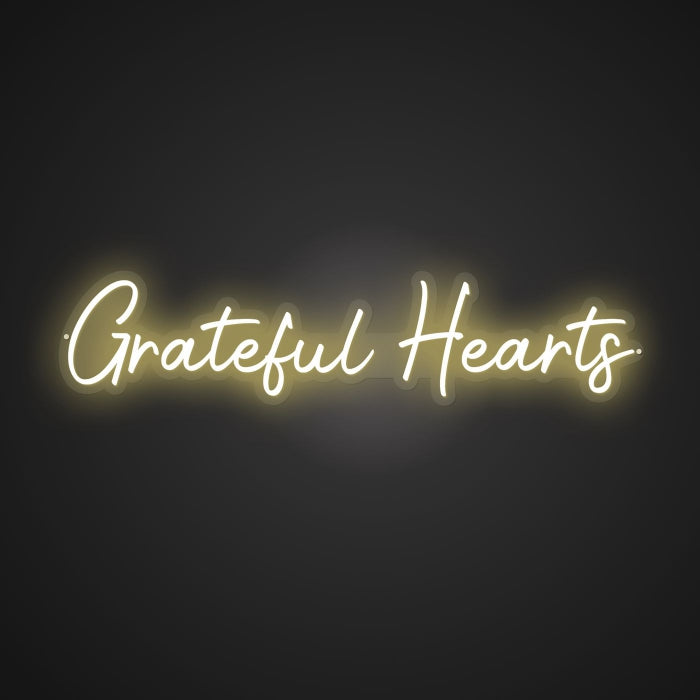 Neon-warm Grateful Hearts Sign