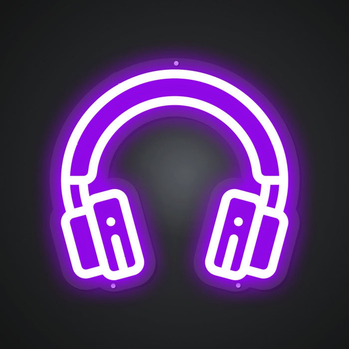 Neon-wrapped Headphones Sign