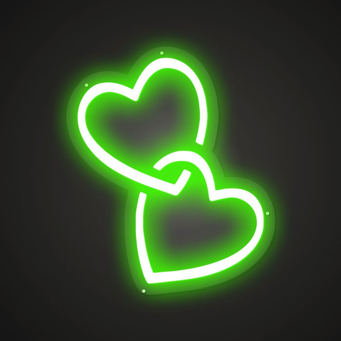 Neon-entwined Two hearts Sign