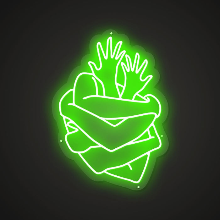Neon-wrapped Hug Sign