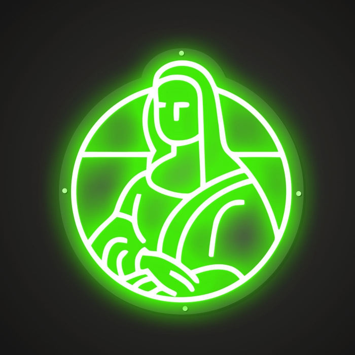Neon-honored Portrait of Mona Lisa Sign