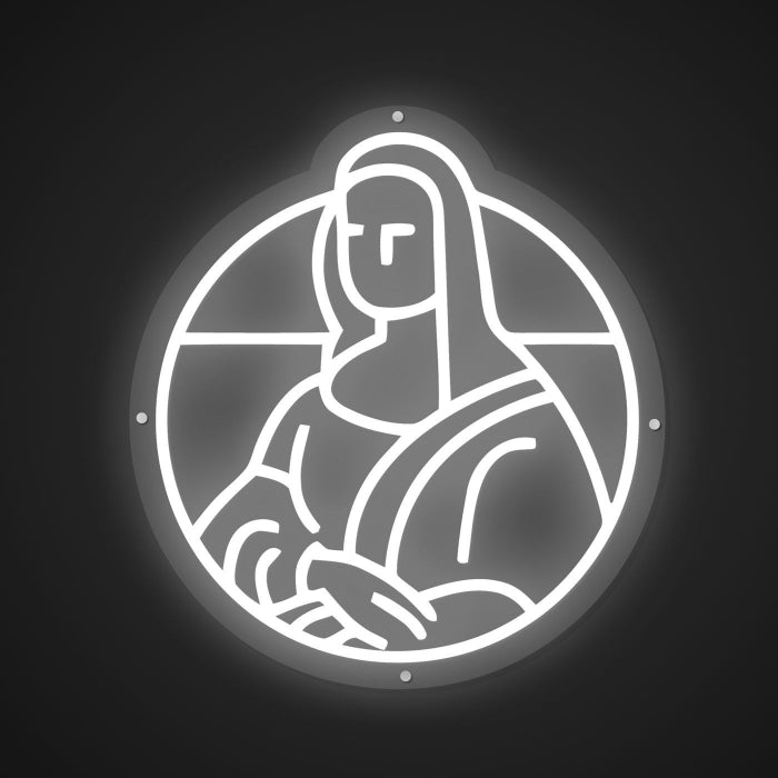 Illuminated Portrait of Mona Lisa Neon Authenticity