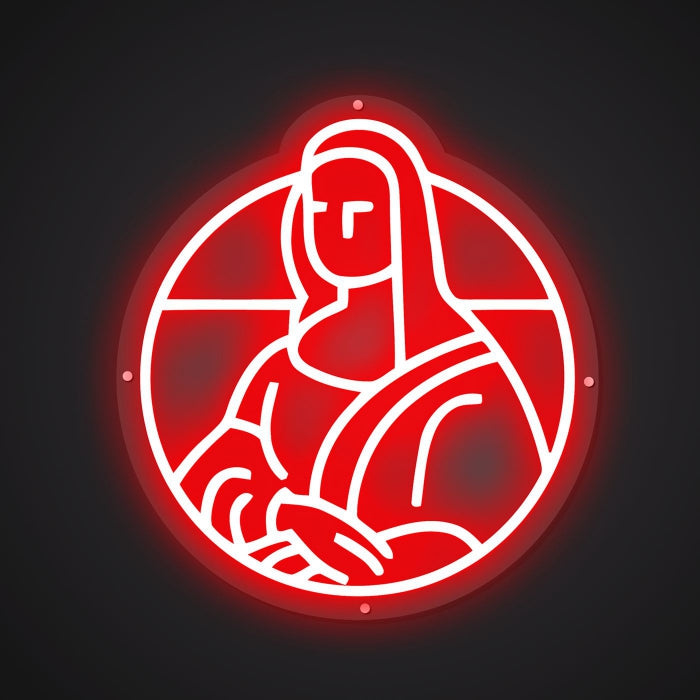 Radiant Neon Portrait of Mona Lisa Glow