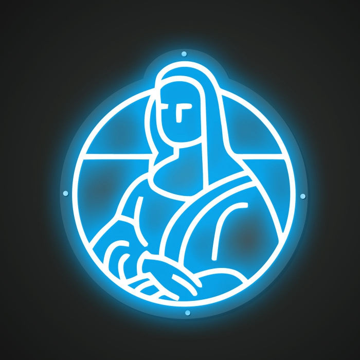 Portrait of Mona Lisa Neon Illumination of Tradition