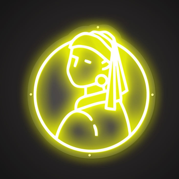 Dazzling Neon Iconic Earring Portrait Sign