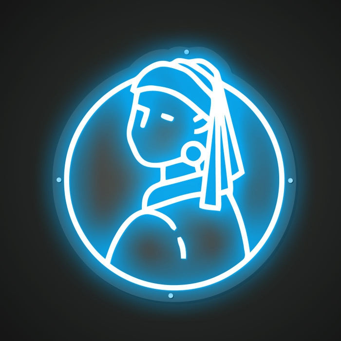 Portrait of the Girl with a Pearl Earring Neon Illumination of Grace