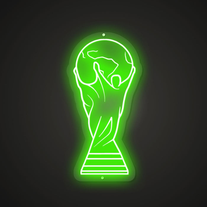 Neon-kicked World Cup Sign