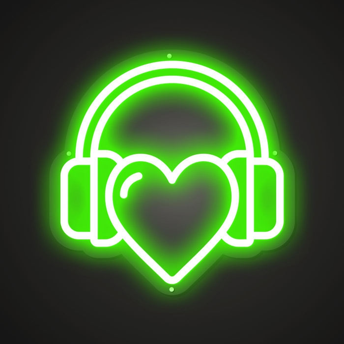 Neon-hugged Beloved headphones Sign