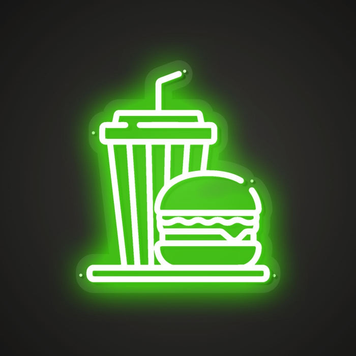 Hamburger Set Meal Neon Illumination