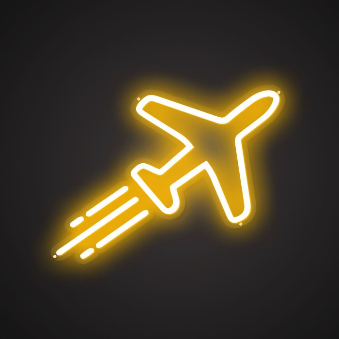 Neon Visual of the Winged Traveler