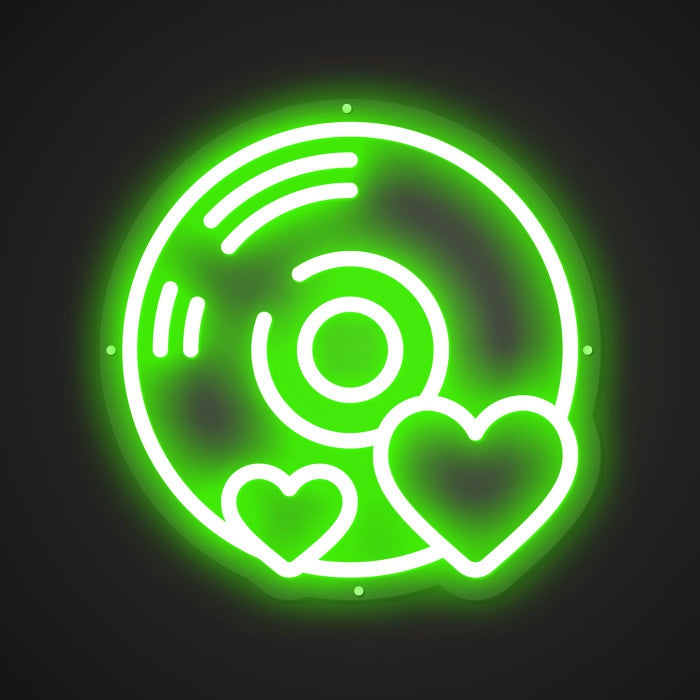 Neon-grooved Record Sign