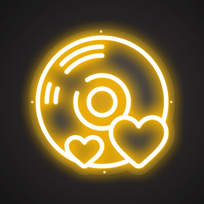 Neon Visual of the Spinning Disc
