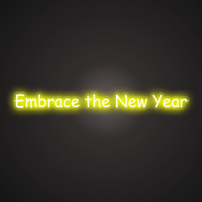 Dazzling Neon New Year's Embrace Sign