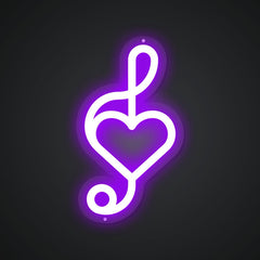 Neon-tinged Musical note Sign