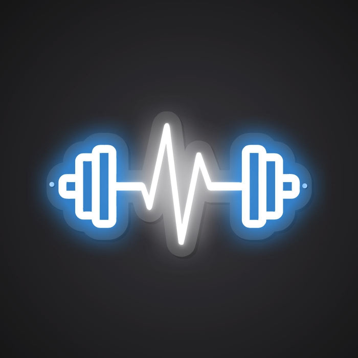 Neon-heaved Weightlifting Sign