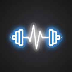Neon-heaved Weightlifting Sign