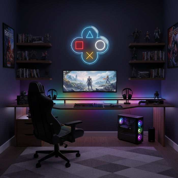 Game Controller Buttons Neon Sign