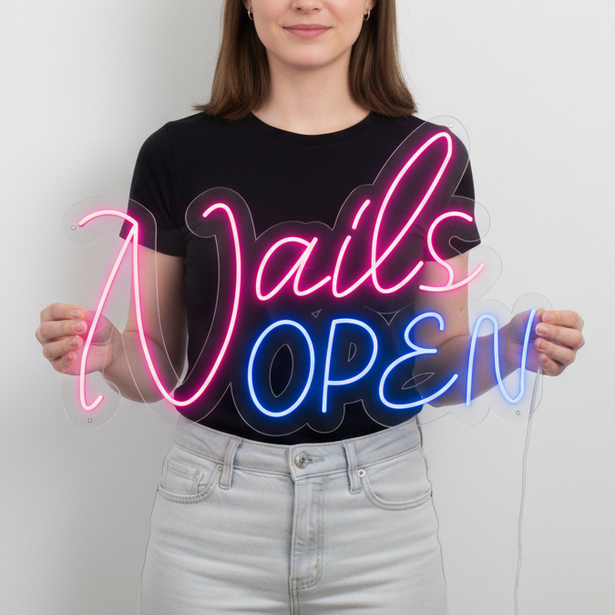 Nails Open Neon Signs