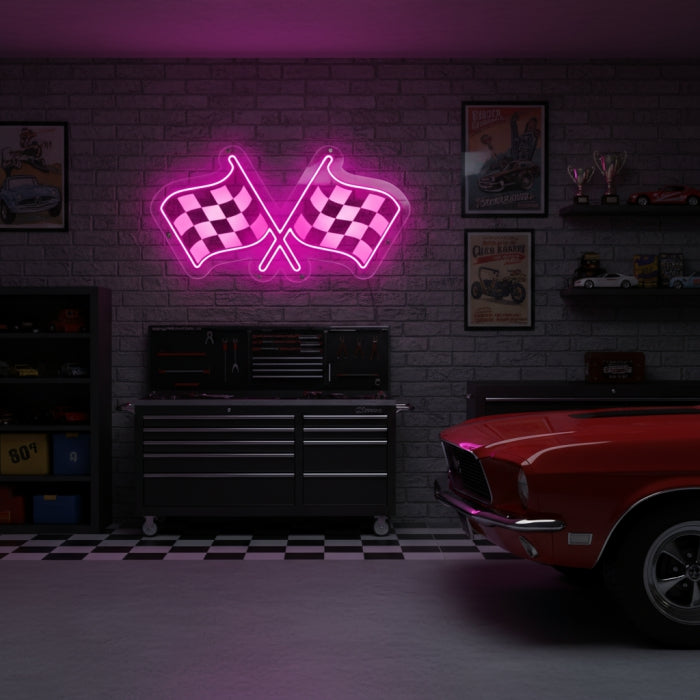 Racing Flag Neon Sign