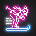 Neon-slalomed Skiing Sign