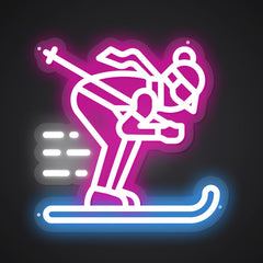 Neon-slalomed Skiing Sign
