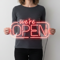 We're Open Neon Signs
