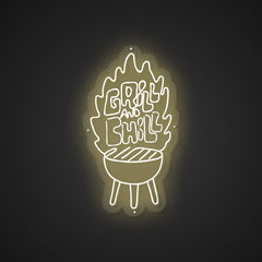 Illuminated Barbecued Meat Neon Temptation