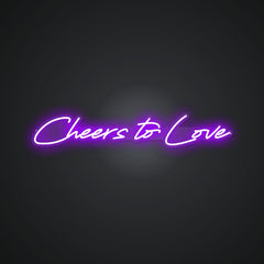Glowing Neon Toast to Romance Display