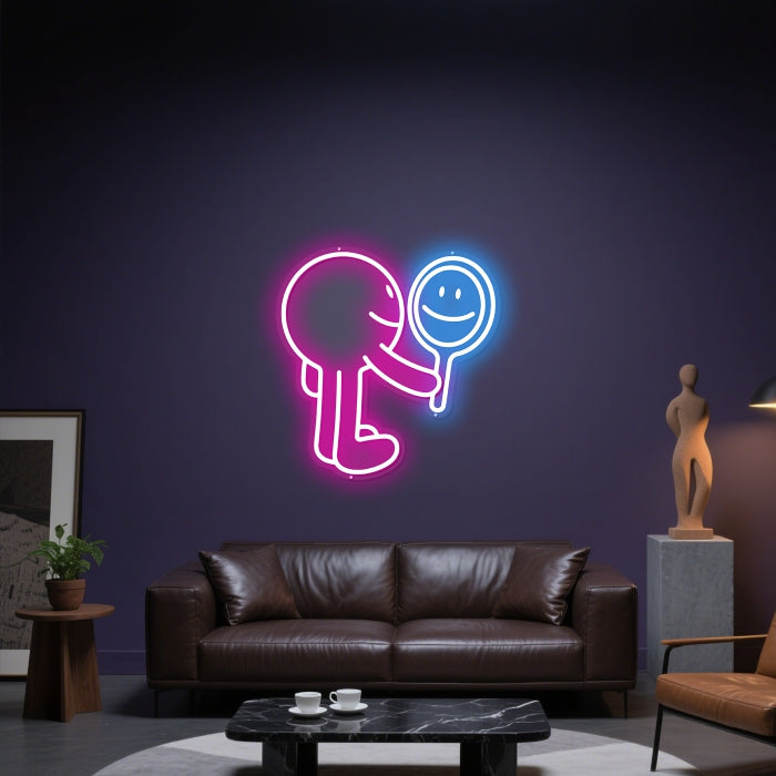 Glowing Neon Self-Reflection Display