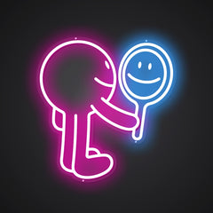 Neon-reflected Look in the Mirror Sign