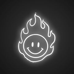 Illuminated Flame Smiling Face Neon Blaze