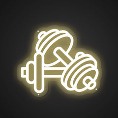 Neon Emblem of Dumbbell Duo