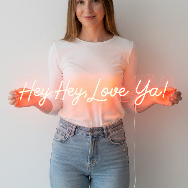 Hey Hey, Love Ya! Neon Sign