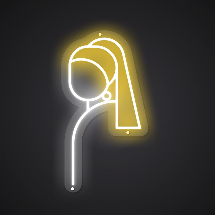 Neon-hued Abstract Girl with a Pearl Earring Sign