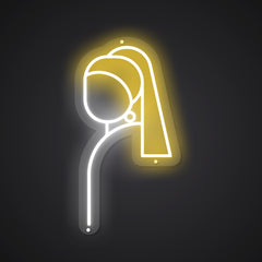 Neon-hued Abstract Girl with a Pearl Earring Sign